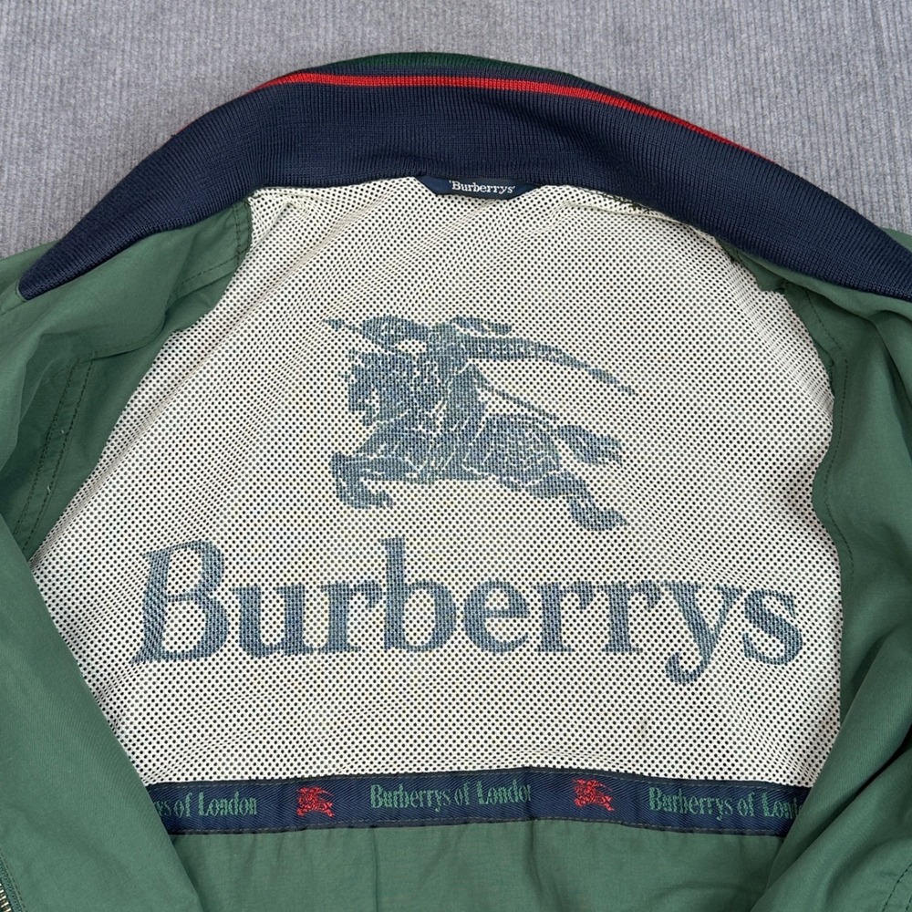 Vintage Burberrys Harrington Bomber Jacket Green Striped Trim Made in Spain - Picture 3 of 16
